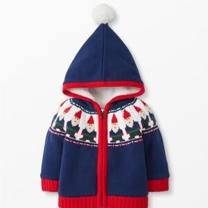 Hanna Andersson Holiday Christmas Gnome Fur Lined Knit Zip Sweater 0-3 Months